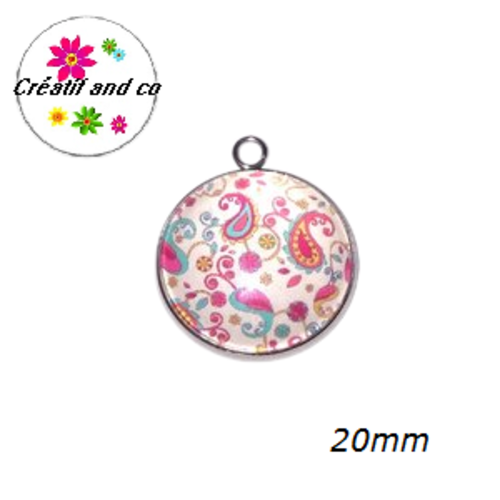Pendentif cabochon mandala 20mm