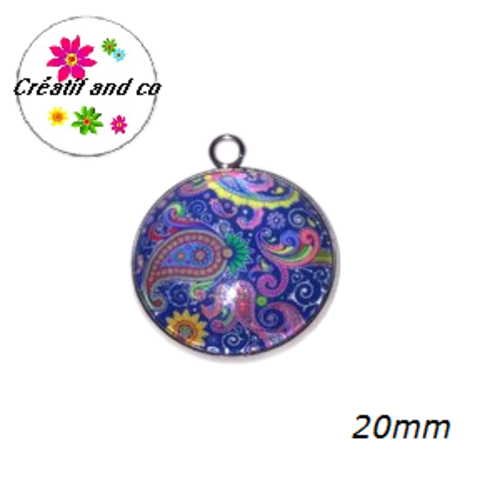Pendentif cabochon mandala 20mm