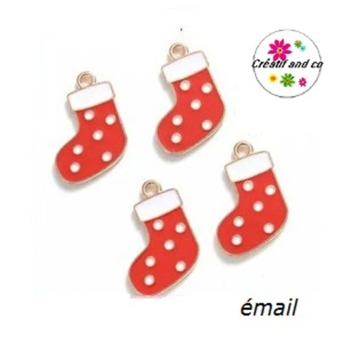 Breloque chaussette de noël émail
