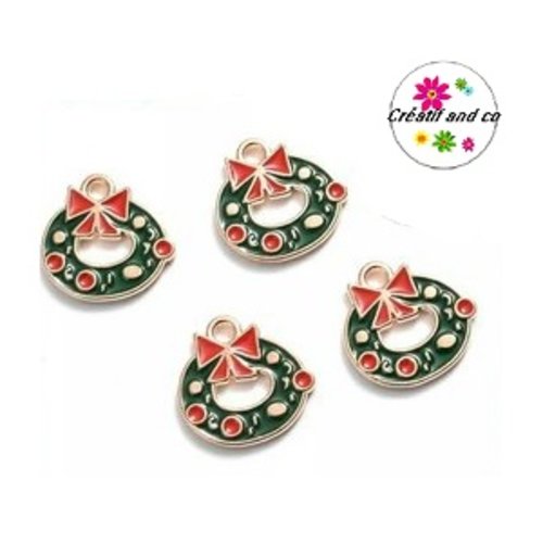 Breloque couronne noël émail