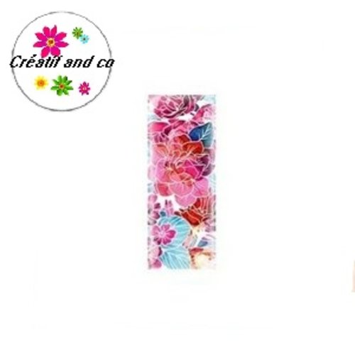 X2 cabochons rectangles fleurs 10x25mm