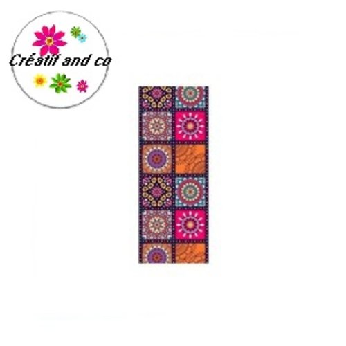 X2 cabochons rectangles fleurs vintage 10x25mm