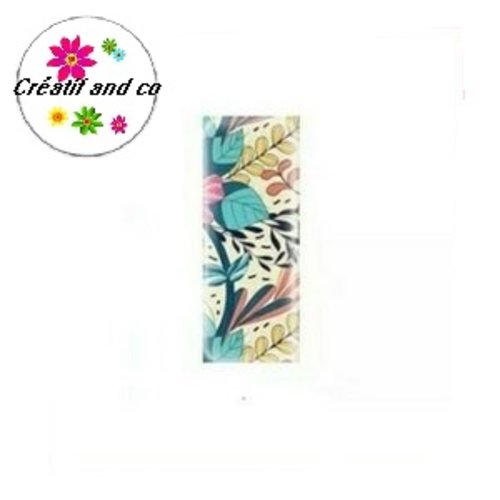 X2 cabochons rectangles feuille 10x25mm