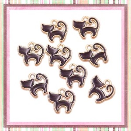 Breloque petit chat noir émail 13mm
