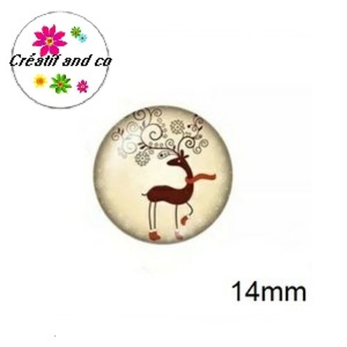 X2 cabochons cerf 14mm
