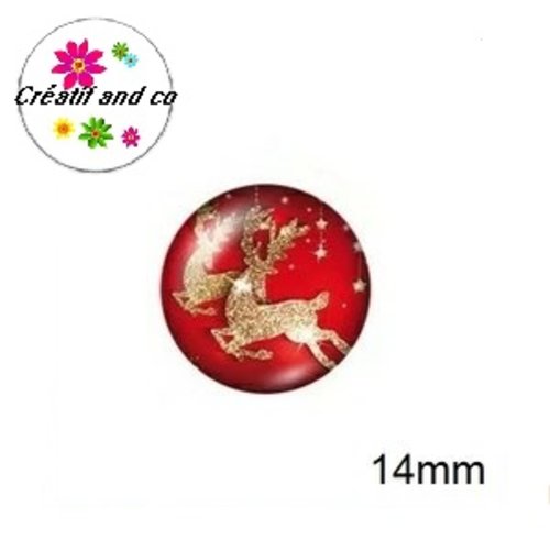 X2 cabochons duo de cerf en or 14mm