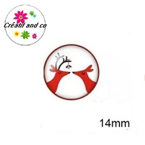 X2 cabochons duo de cerf rouge 14mm