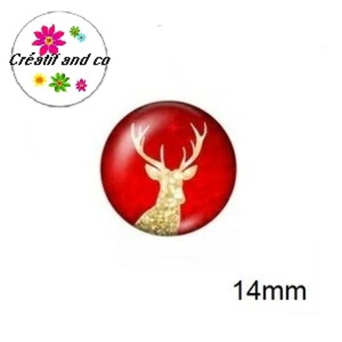 X2 cabochons cerf en or 14mm