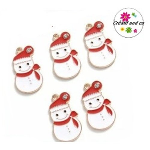 Breloque bonhomme de neige émail