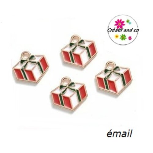 Breloque cadeau de noël émail