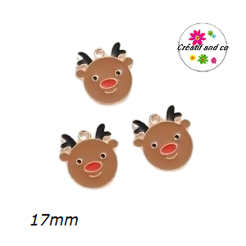 Breloque tête de cerf émail
