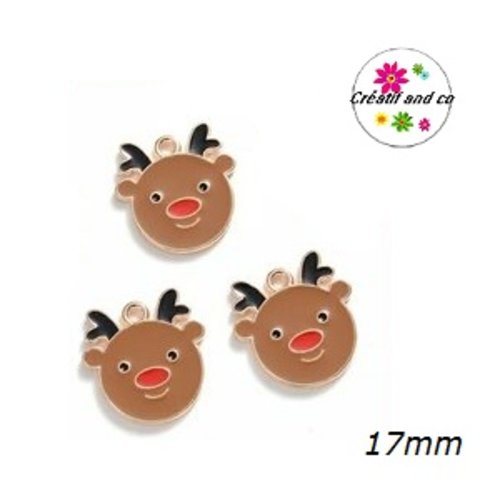 Breloque tête de cerf émail