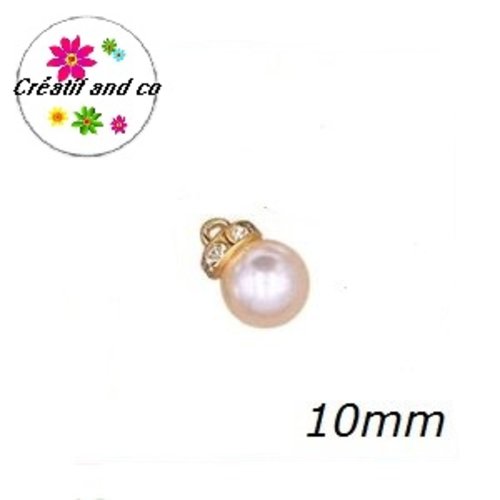 Pendentif rondelle strass et perle ronde nacrée 10mm