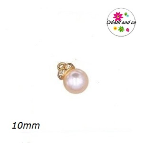 Pendentif rondelle strass et perle ronde nacrée 10mm