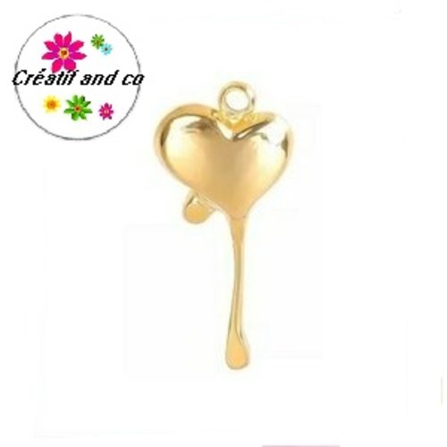Pendentif coeur acier inoxydable doré 20mm