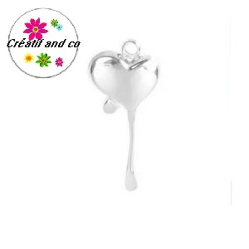 Pendentif coeur acier inoxydable argenté 20mm
