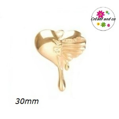 Pendentif coeur acier inoxydable doré 30mm