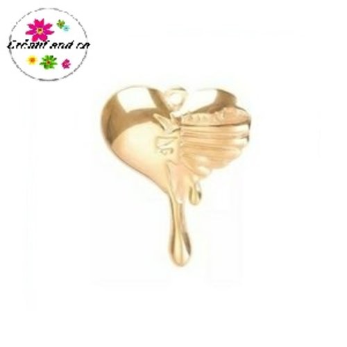 Pendentif coeur acier inoxydable doré 30mm