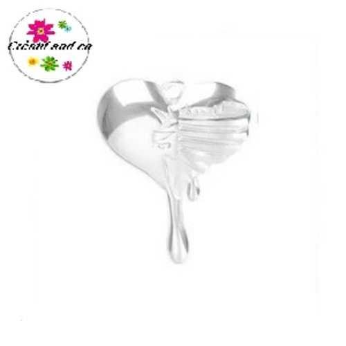 Pendentif coeur acier inoxydable argenté 30mm