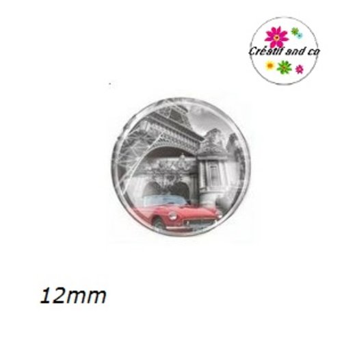 X2 cabochons voiture rouge devant pont 12mm