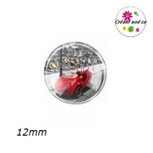 X2 cabochons voiture rouge 12mm