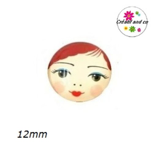 X2 cabochons visage femme 12mm