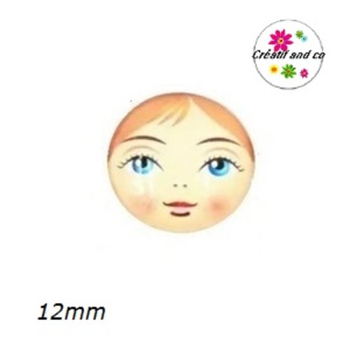 X2 cabochons visage femme 12mm