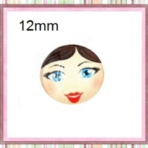 X2 cabochons visage femme 12mm