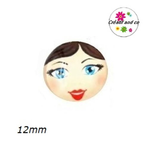 X2 cabochons visage femme 12mm