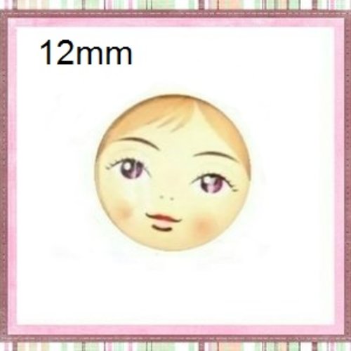 X2 cabochons visage femme 12mm