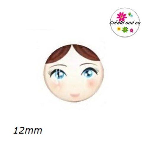 X2 cabochons visage femme 12mm