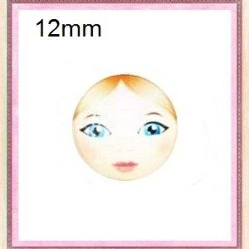 X2 cabochons visage femme 12mm
