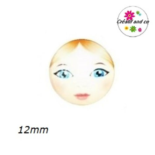 X2 cabochons visage femme 12mm