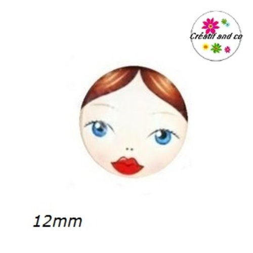 X2 cabochons visage femme 12mm
