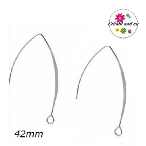 Boucle d'oreille crochet métal argentée 42mm