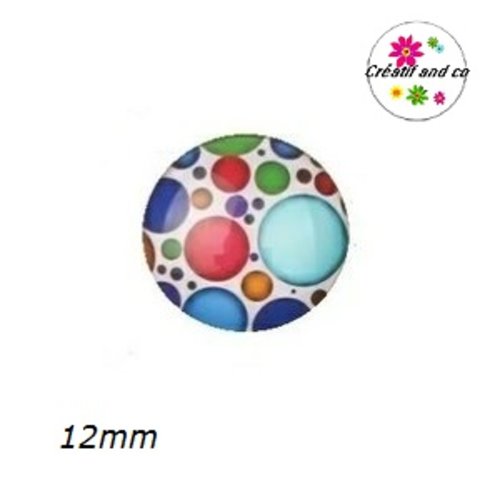 X2 cabochons cercles colorés 12mm