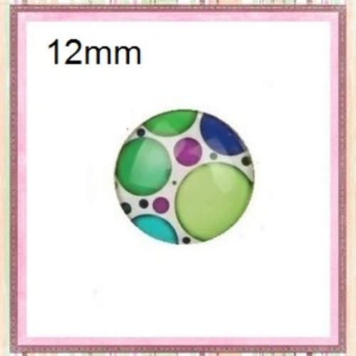 X2 cabochons cercles colorés 12mm
