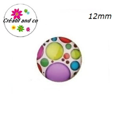 X2 cabochons cercles colorés 12mm