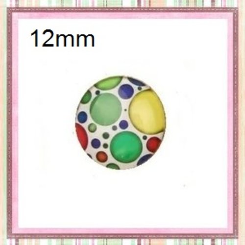 X2 cabochons cercles colorés 12mm