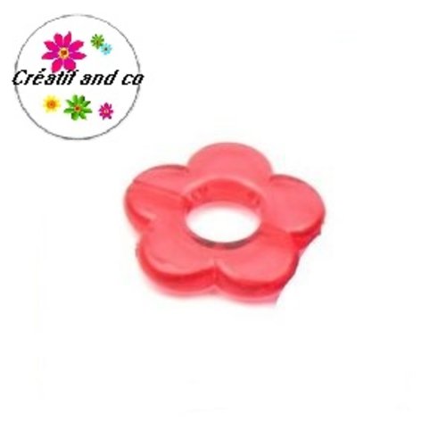 Perle fleur de prunier rouge acrylique transparente 20mm