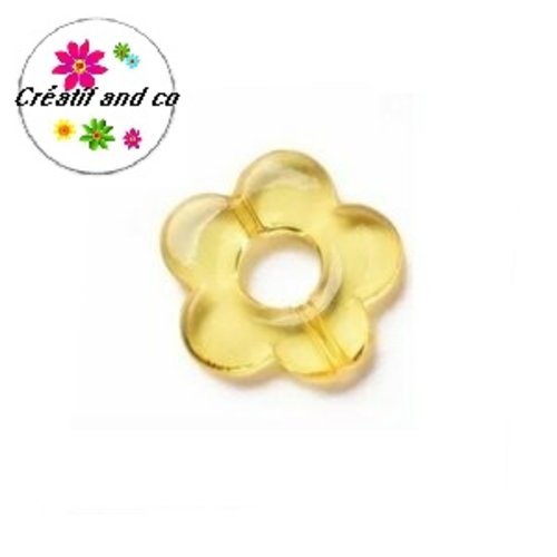 Perle fleur de prunier orange acrylique transparente 20mm