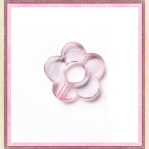 Perle fleur de prunier rose acrylique transparente 20mm
