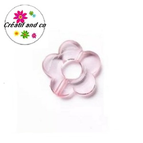 Perle fleur de prunier rose acrylique transparente 20mm