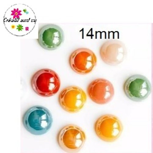 X5 cabochons dômes céramique mix 14mm