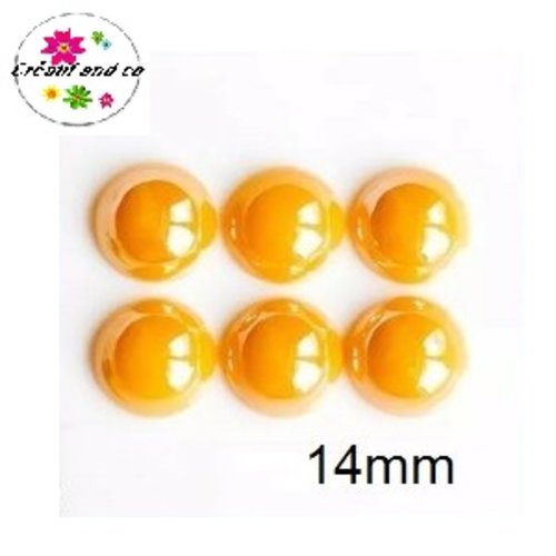 X2 cabochons dômes moutarde céramique 14mm