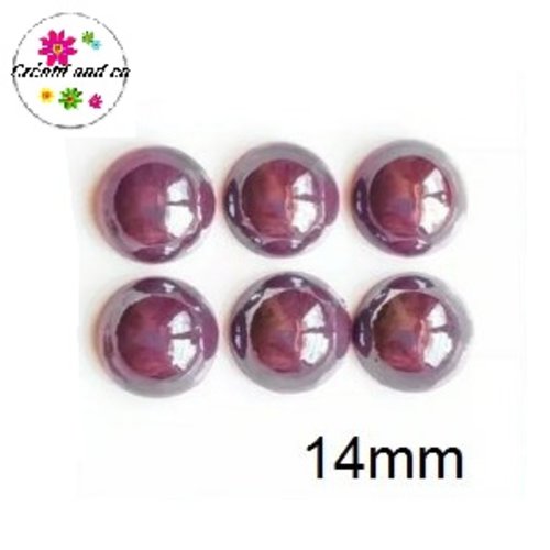 X2 cabochons dômes marron céramique 14mm