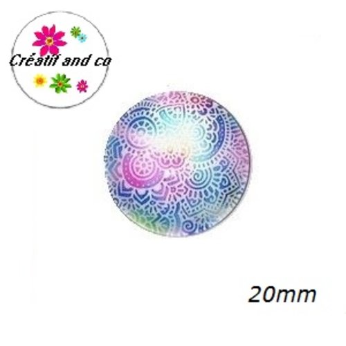 Cabochon motif mandala 20mm