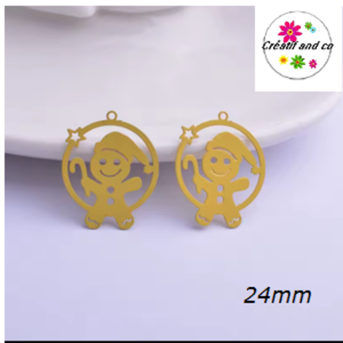 Breloque estampe lutin jaune 24mm