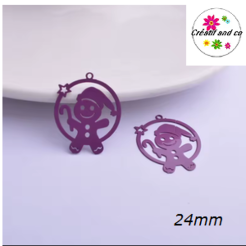 Breloque estampe lutin mauve 24mm