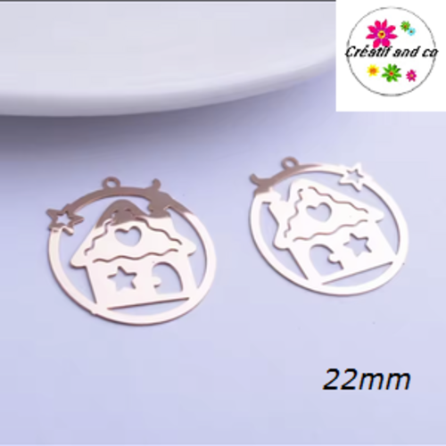Breloque estampe chalet rose gold 22mm